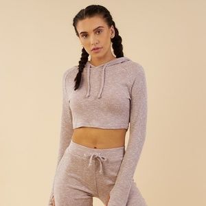 Slounge Cropped hoodie - S Taupe Marl